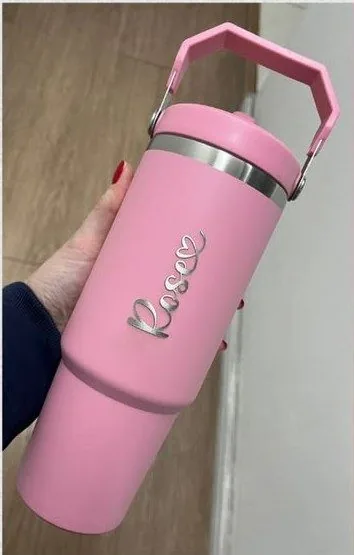 Copo térmico personalizado, gravação Rose
