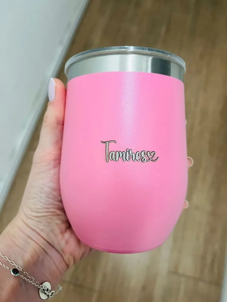 Copo de vinho personalizado, gravação Tamires
